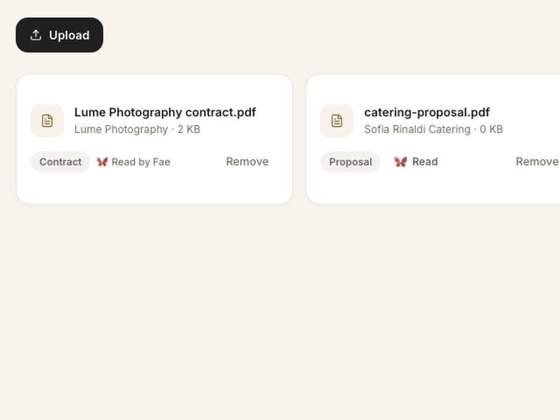 The Documents page in Fae