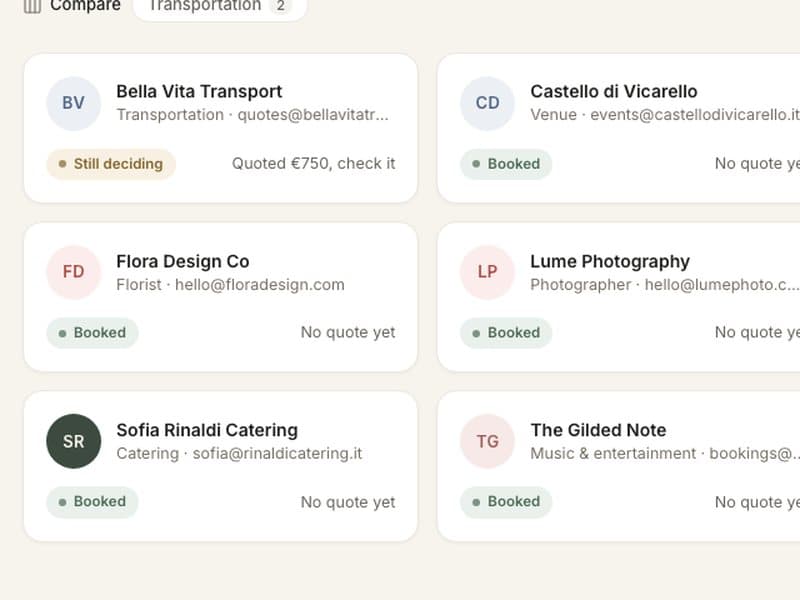 The Vendors page in Fae